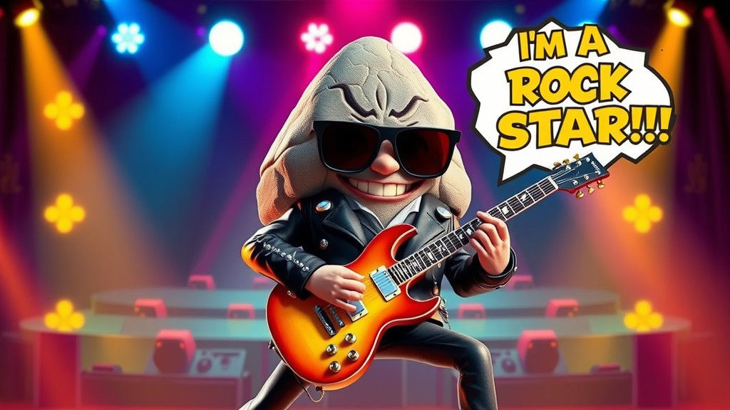 Rock Star Animated Rock in Pixar Style