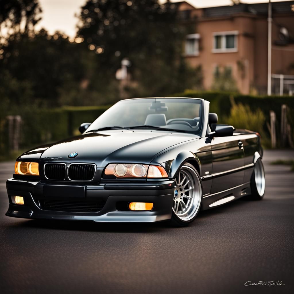 Modified BMW E36 Convertible with Deep Dish Wheels