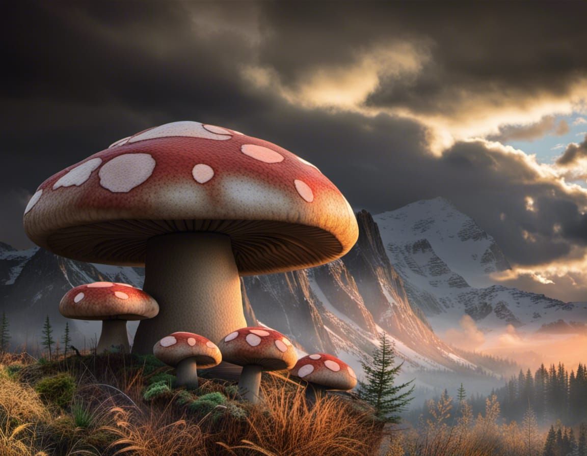 Mushroom God Emerges at Sunrise