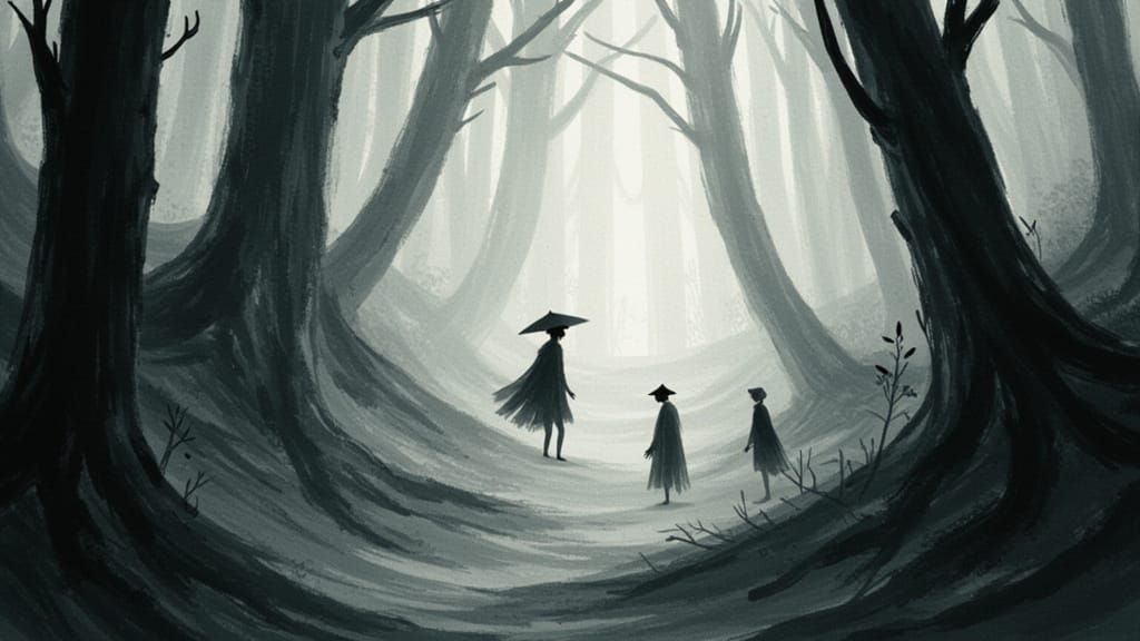 Ethereal Forest Spirits in Abstract Fantasy Illustration