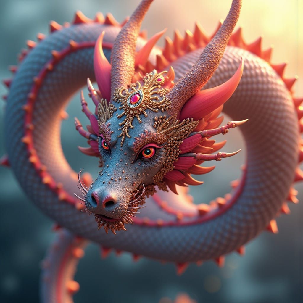 Cyberpunk Fantasy Aesthetic: Majestic Dragon Soars in Anime-...