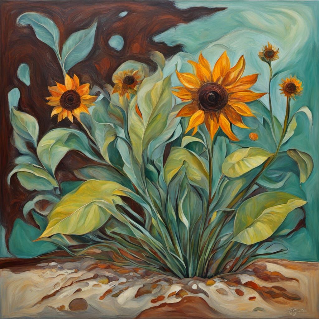 Surreal Abstract Painting with Bauhaus and Fauvism Influence...