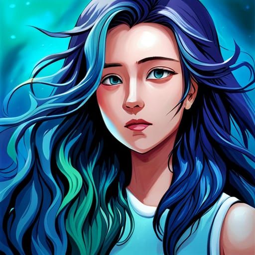 Water Elemental Anime-Style Digital Painting