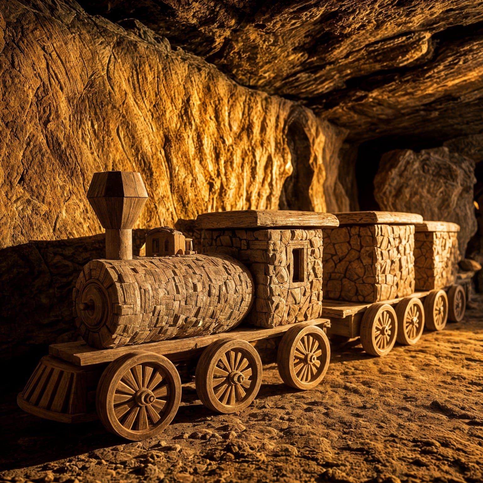 Stone Train in Cave: A Charming Handmade Toy