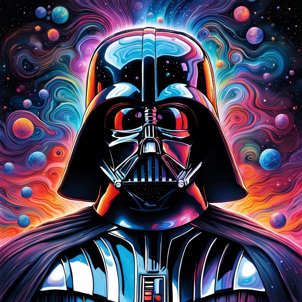 Darth Vader in Cosmic Surrealism Mixed Media