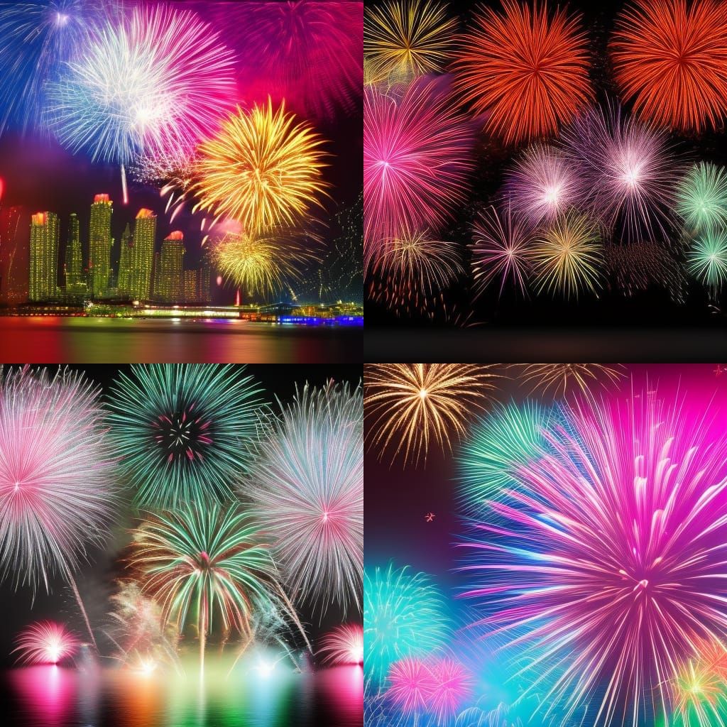 Colorful Fireworks Display on New Year's Eve