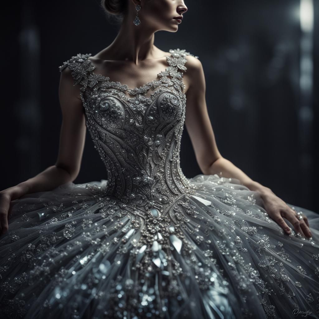 Intricate Crystal Dress in Hyperrealistic Style