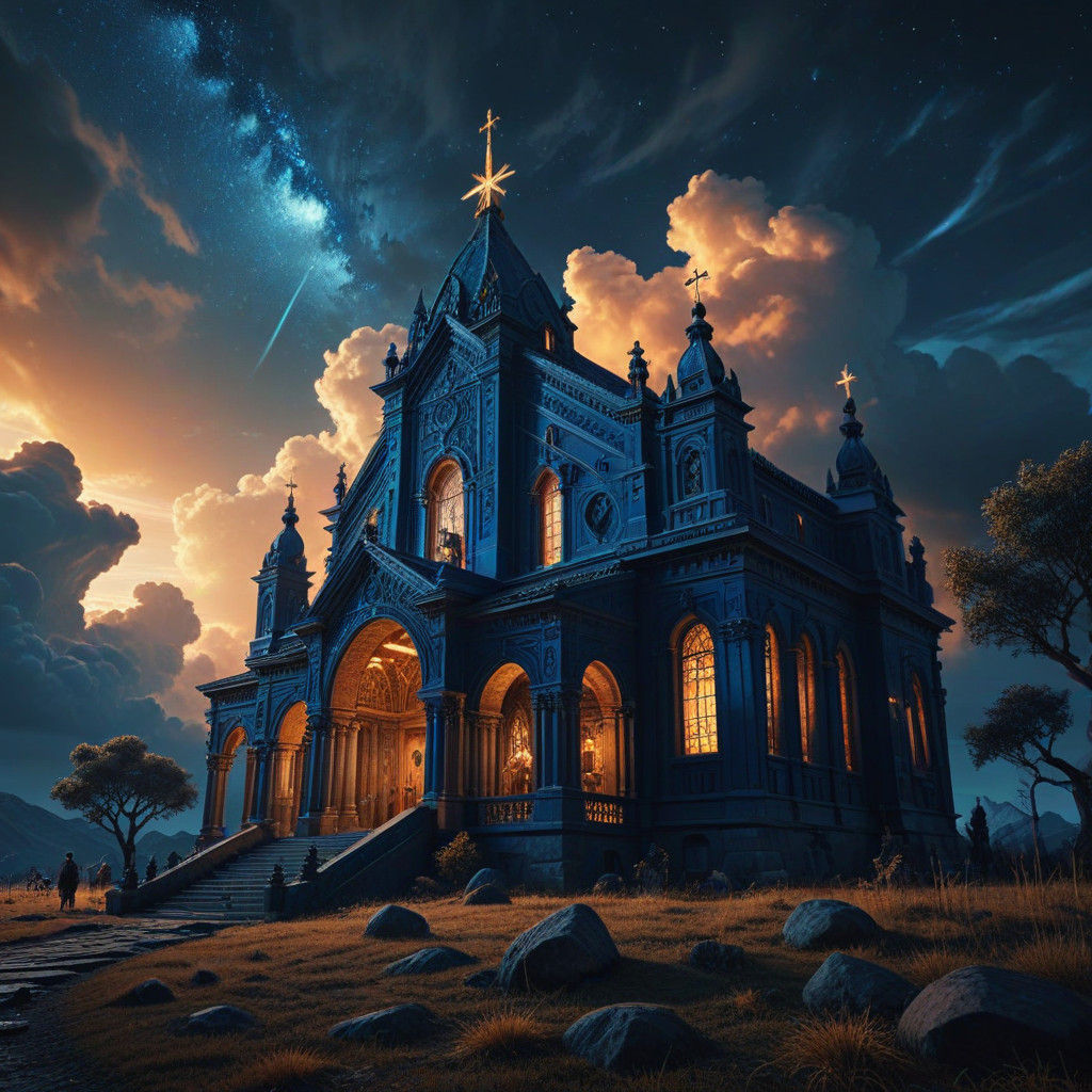 Majestic Nativity Scene Under Cinematic Starry Sky