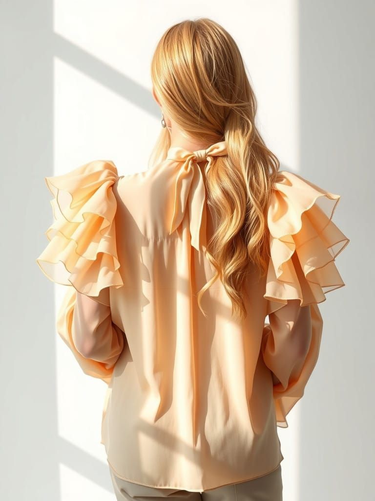 Ethereal Blonde Beauty in Beige Chiffon Gown