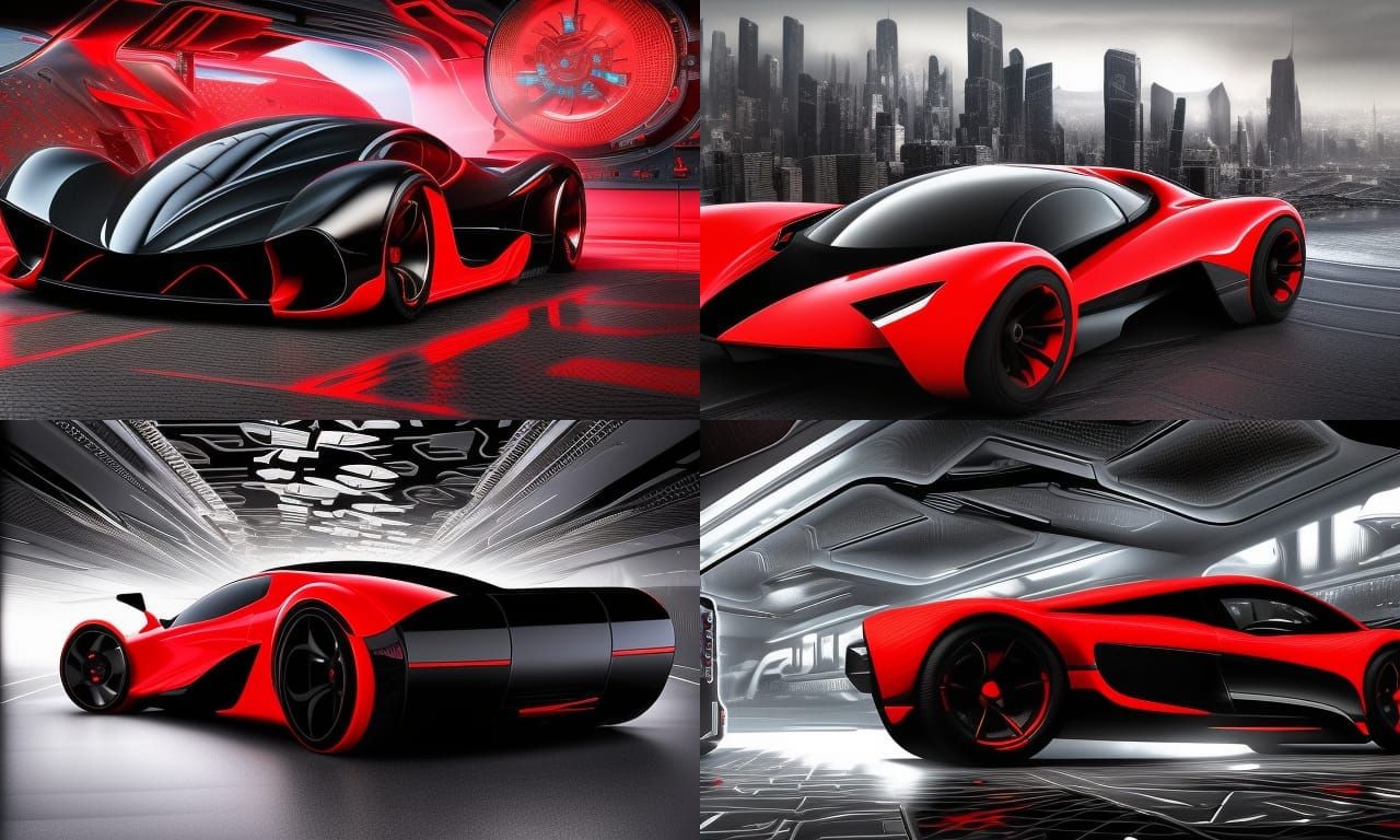 Futuristic Hi-Tech Hypercar in Red and Black