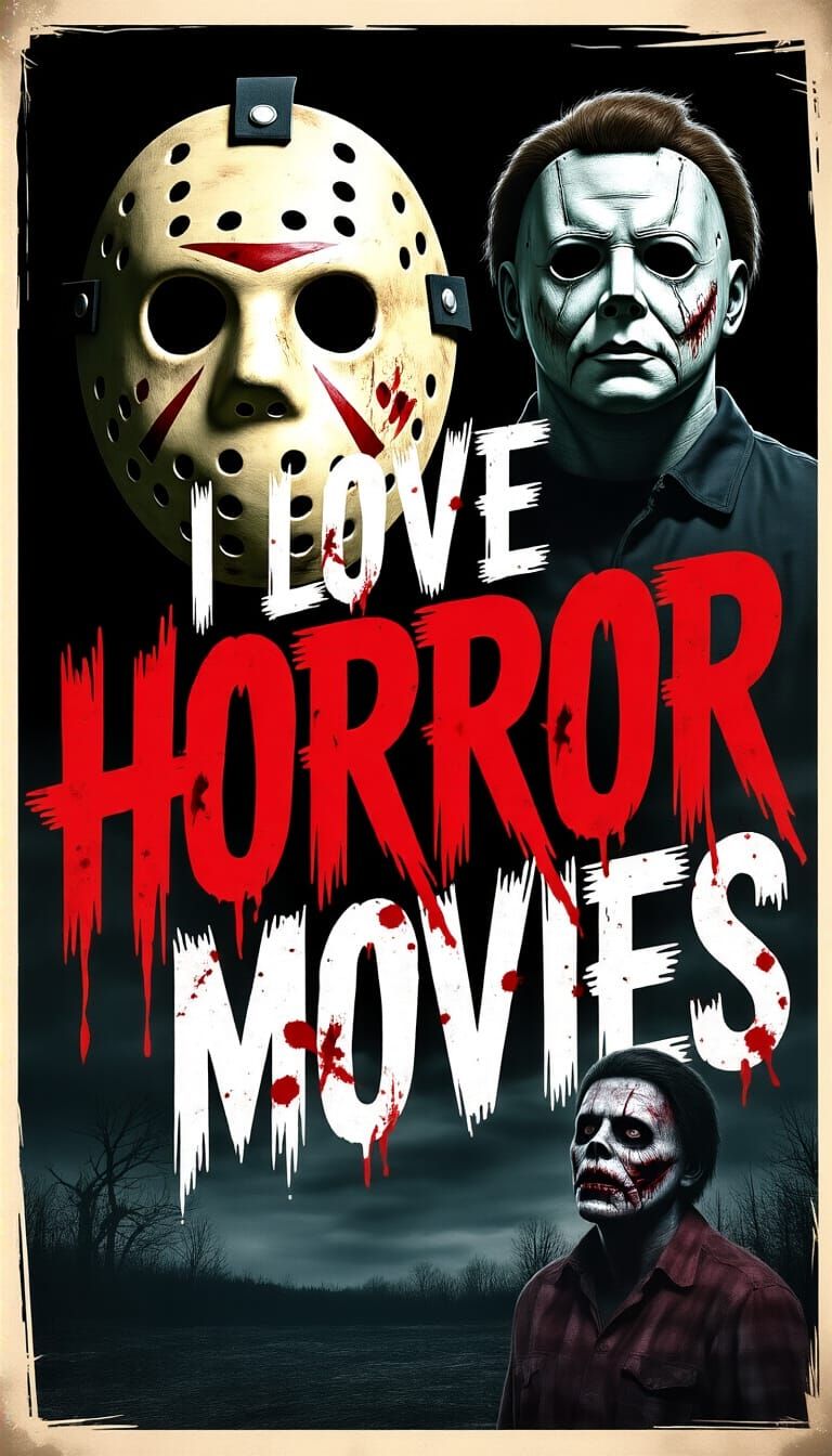 Horror Movie Collage with Jason, Michael Myers, Pennywise