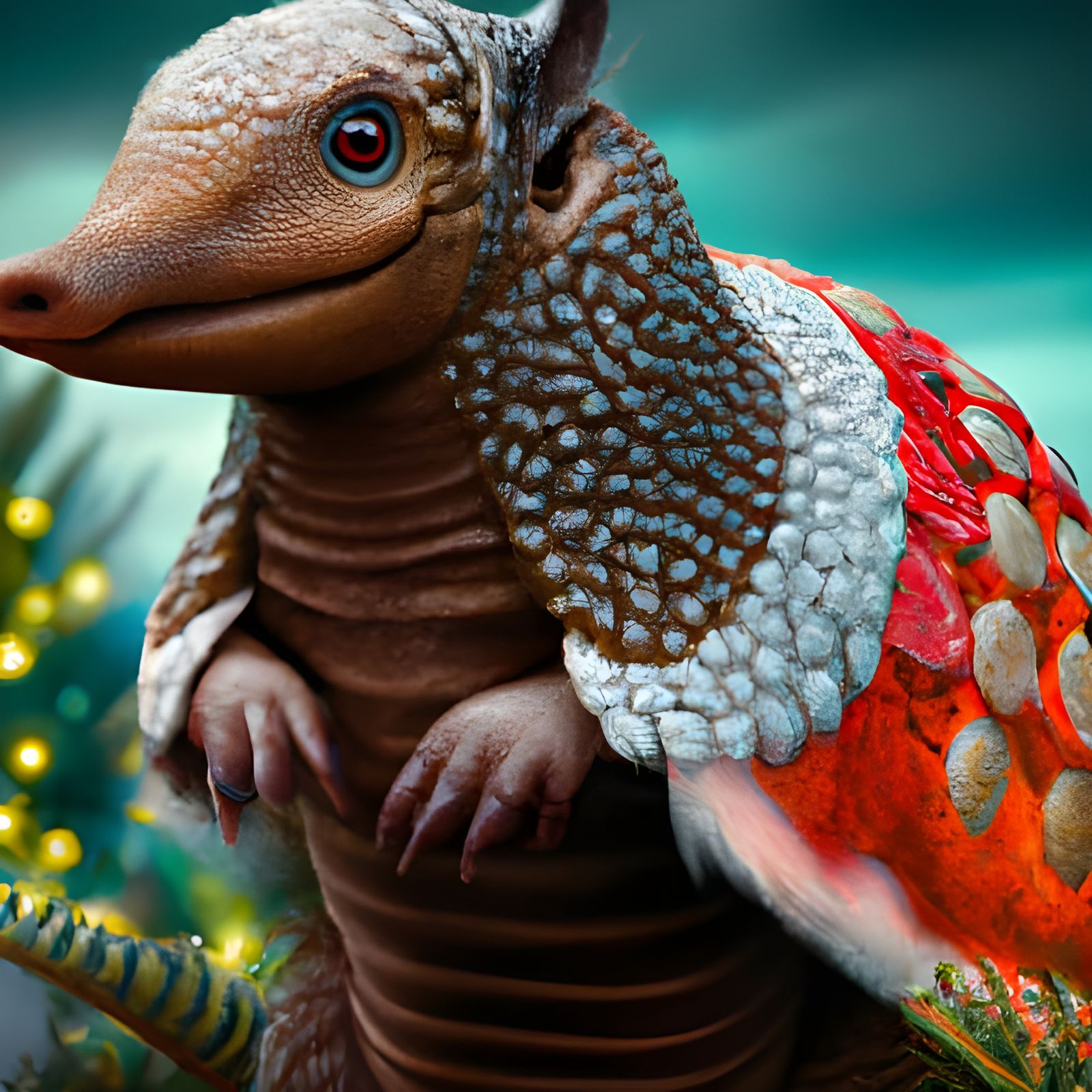 Pangolin in Christmas attire