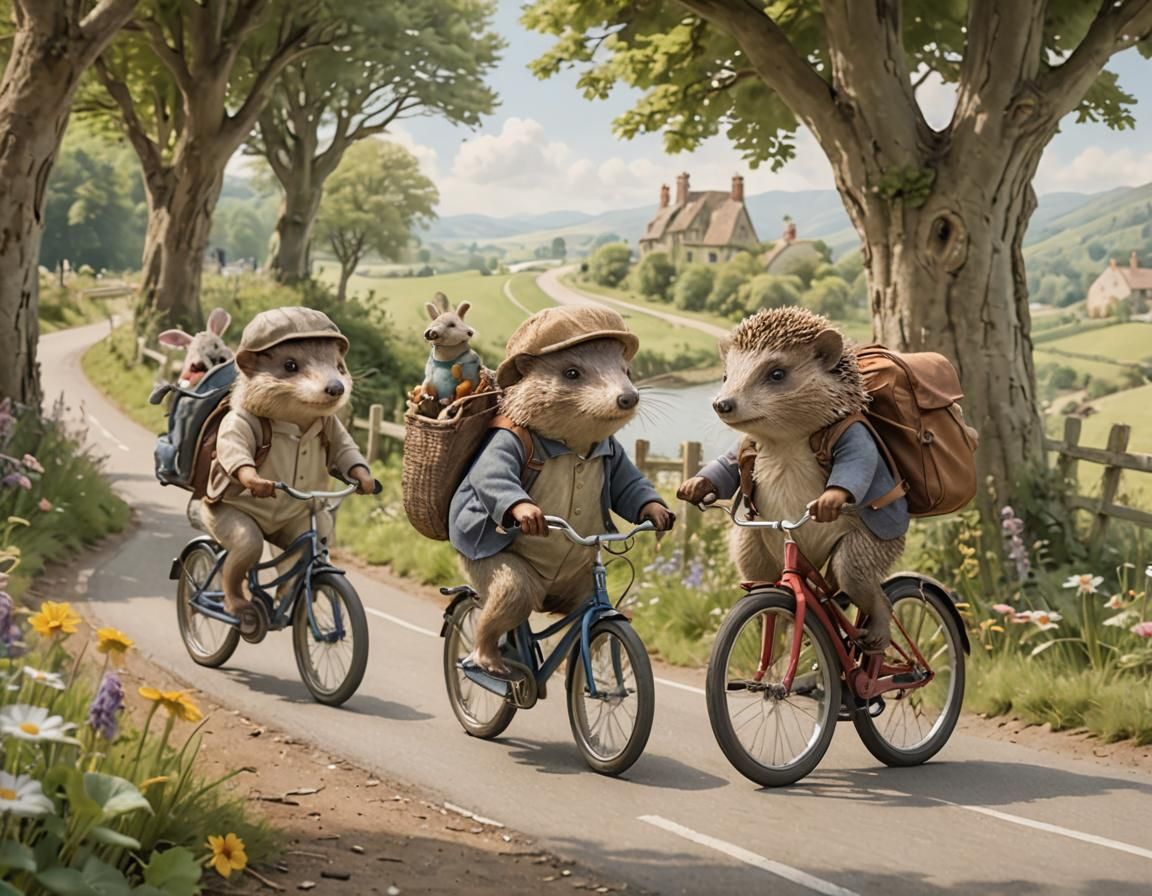 Animal Friends on a Joyful Bicycle Road Trip