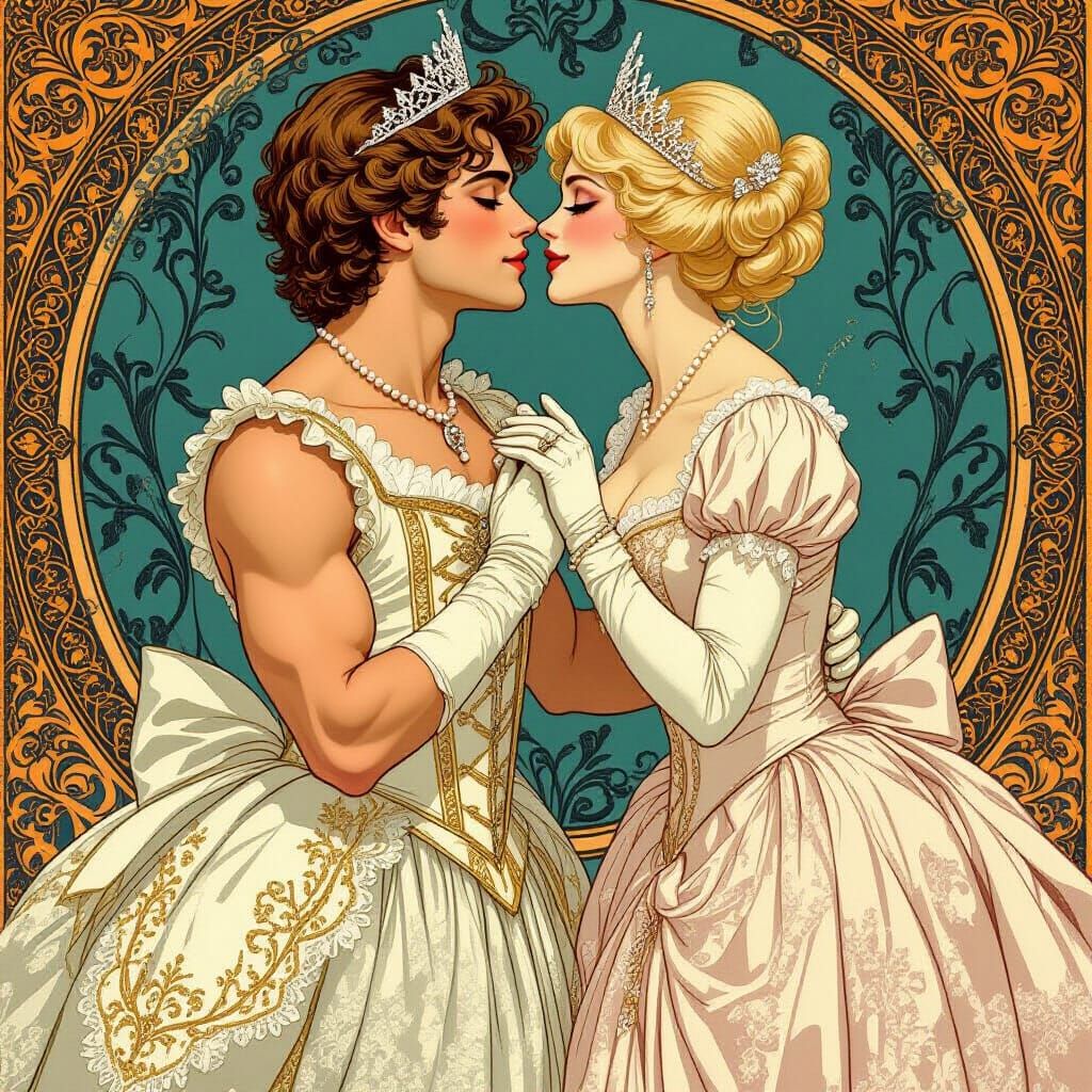 Muscular Man in Regency Dress, Art Nouveau Style