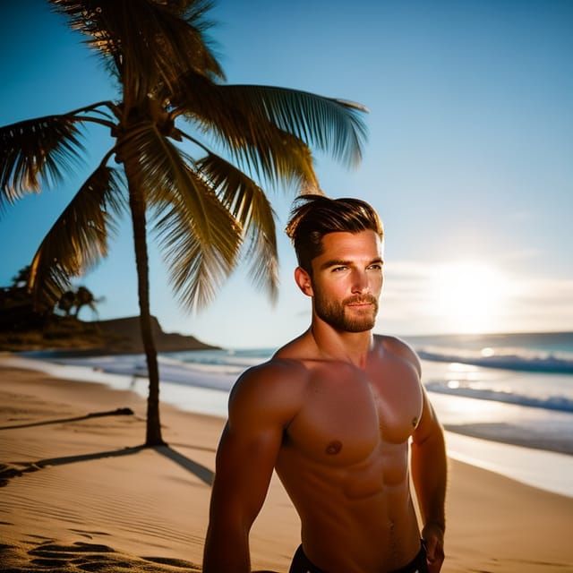 Kit Connor on a Sunny Beach at Golden Hour