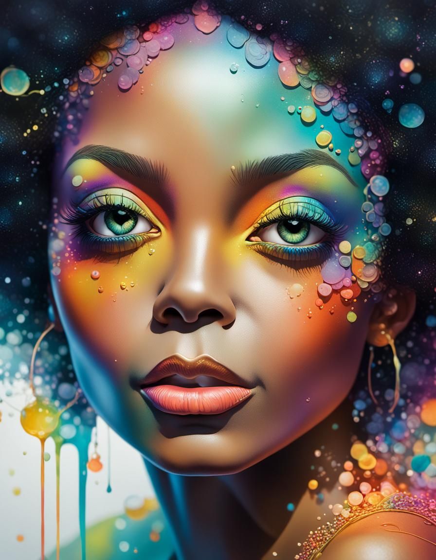 Hyper-Realistic Portrait of Diana Ross in Neon Hues