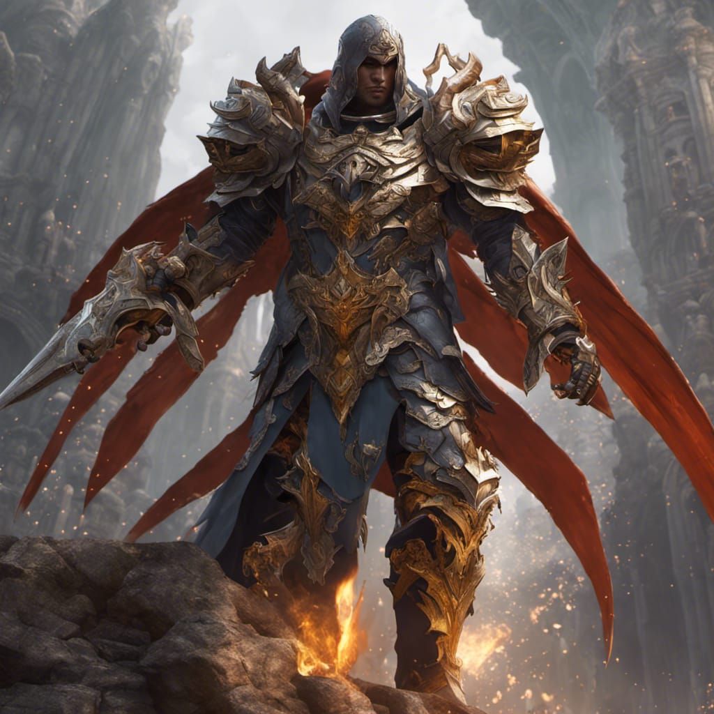 Aasimar Paladin of Vengeance: Detailed Matte Painting