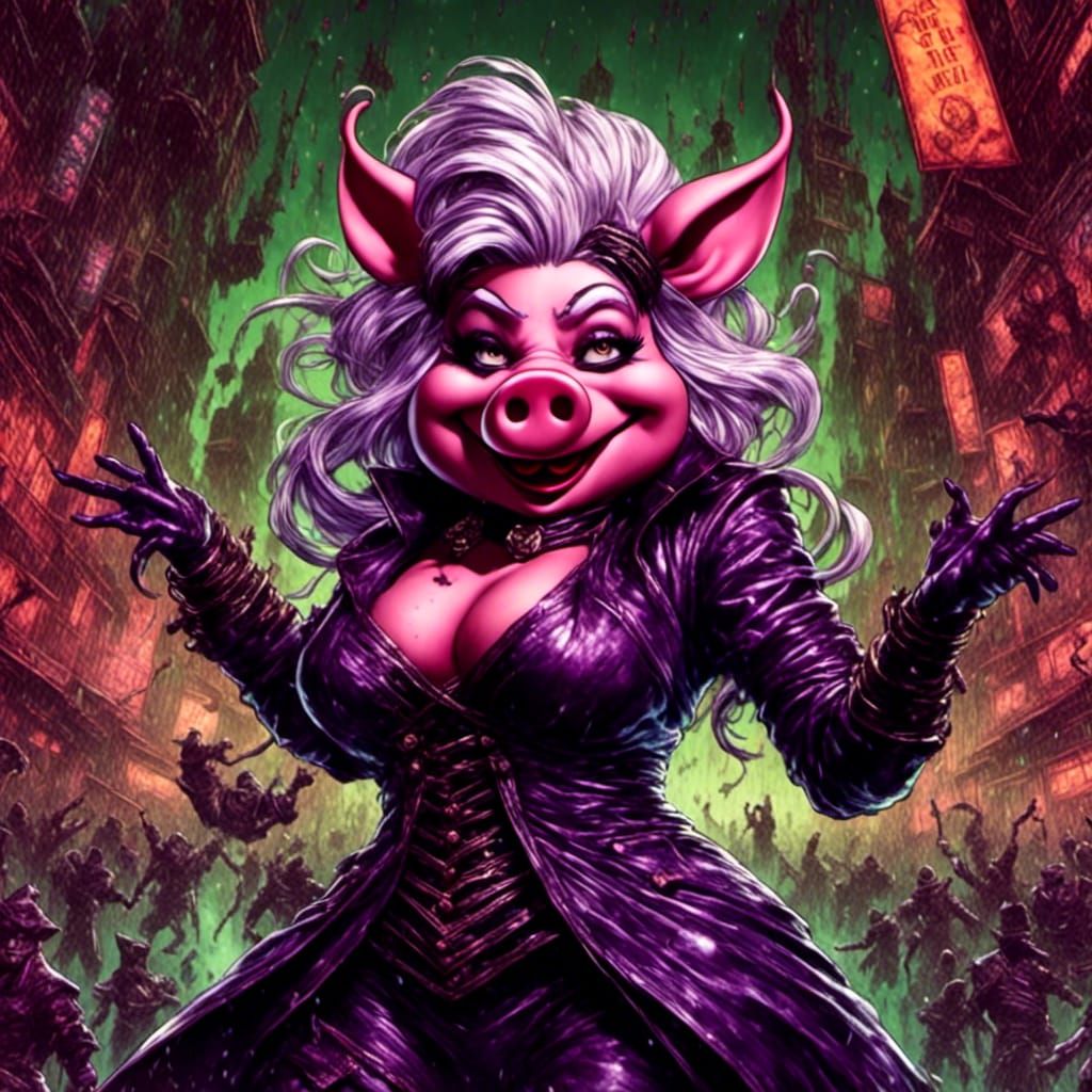 Miss Piggy as Sindel in Comic Book Art