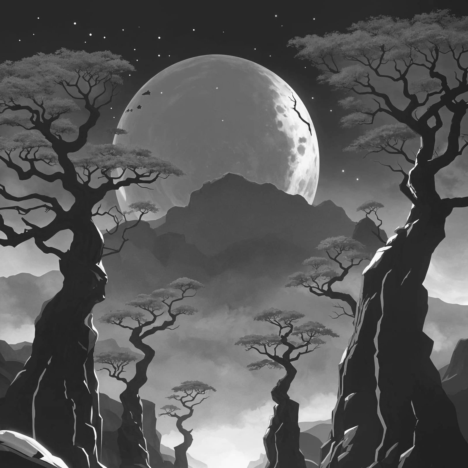 Cracked Road to Horizon: Anime-Style Fantasy Landscape