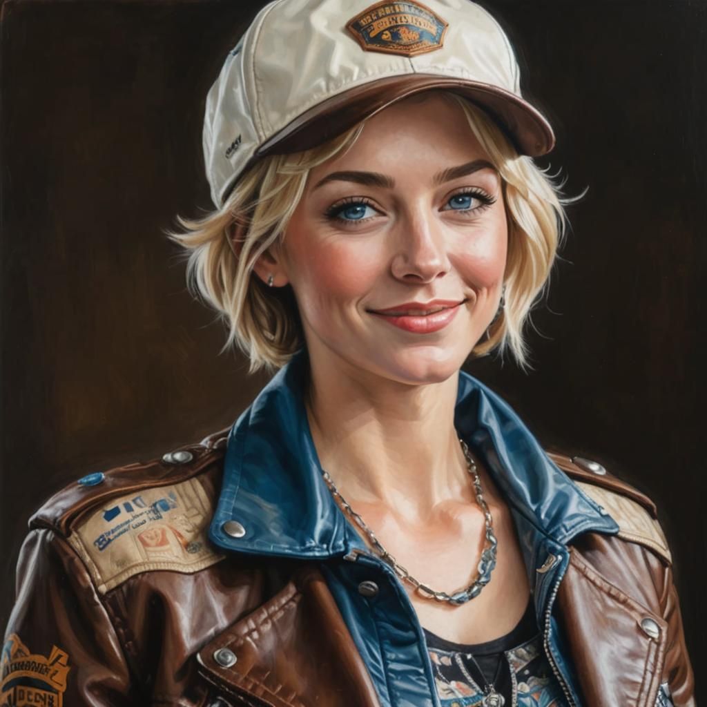 Blonde Woman in Oil Portrait, Maximalist Style