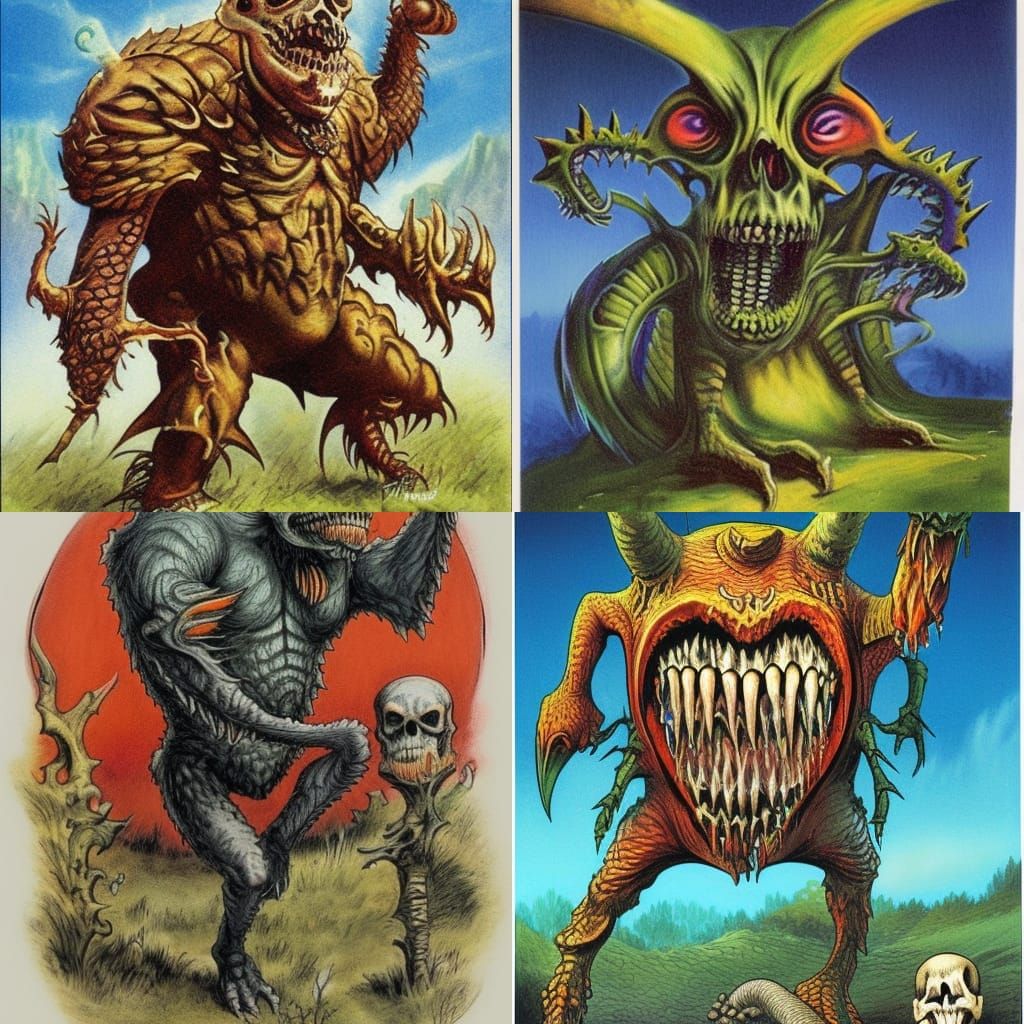 Fantasy Monster, skull, art by Axel Scheffler, Josh Kirby, Walter Moers