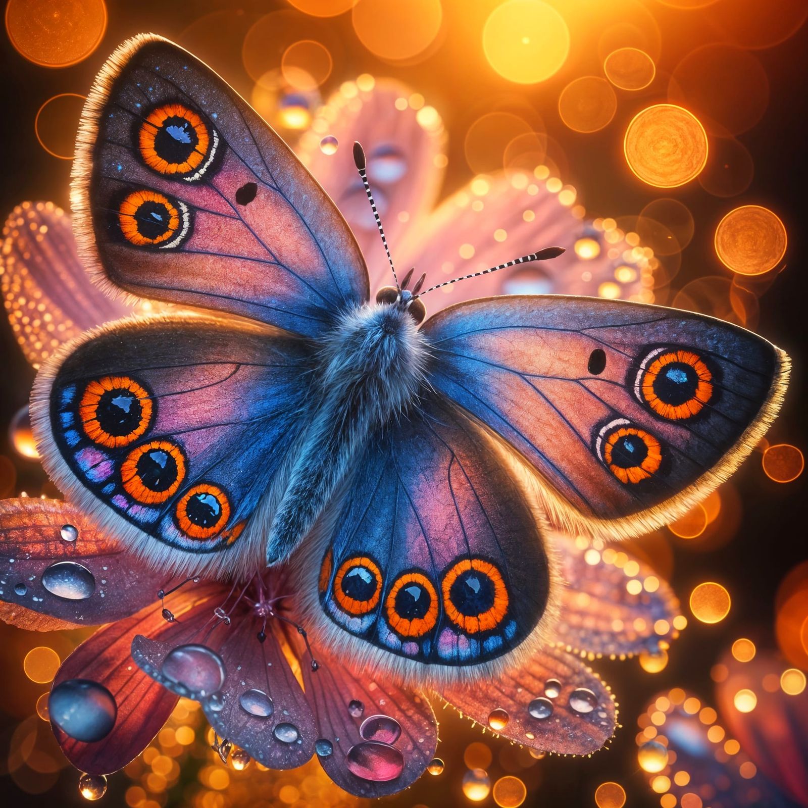 Jewel-Toned Butterfly on Wildflower at Dusk: Photorealistic ...