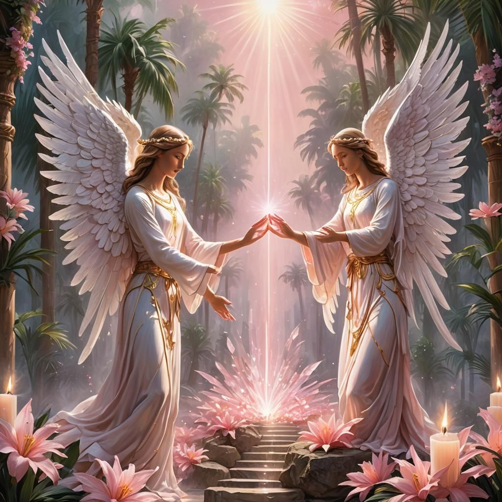 Ethereal Healing Hands with Angel Wings in Splash Art