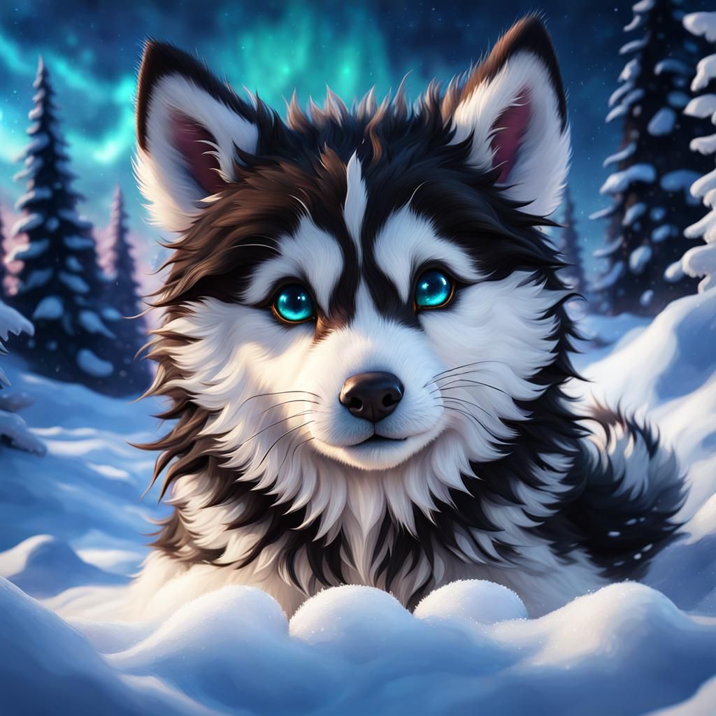 Fantasy Animal with Silky Fur: Digital Watercolor Art