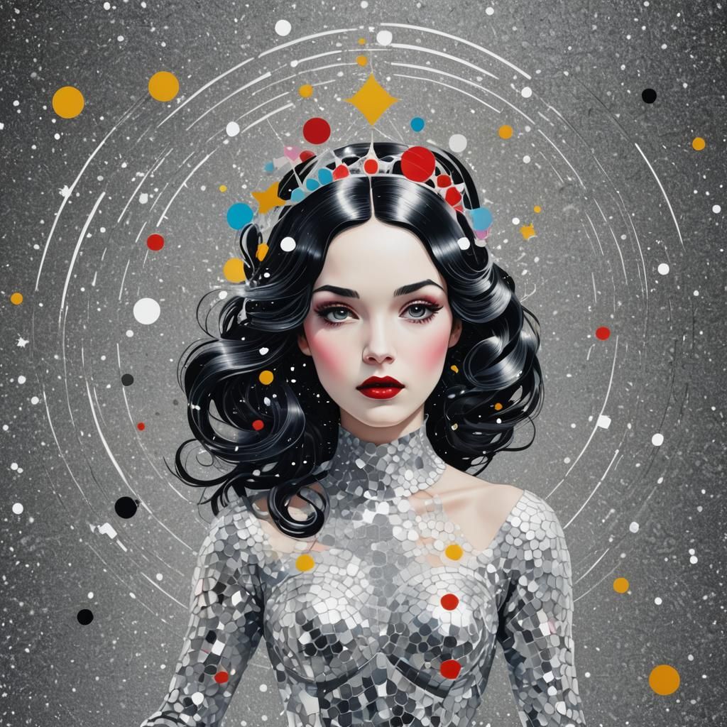 Snow White Space Mermaid in Pop Art Style