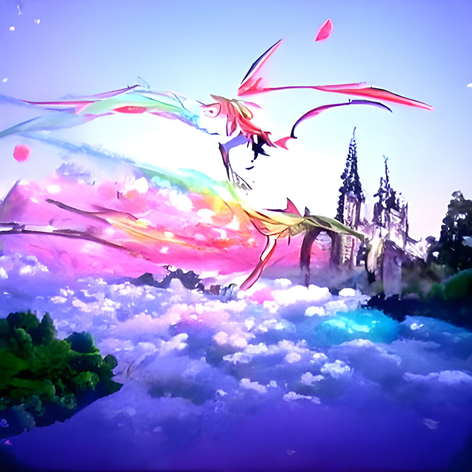 NFT Rainbow Dragon flying to Fairytopia