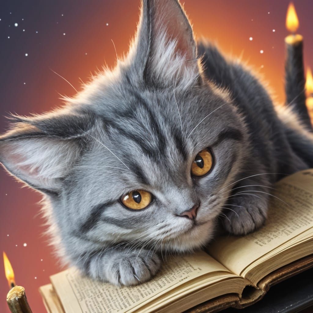 Adorable Chibi Demon Cat Illustration