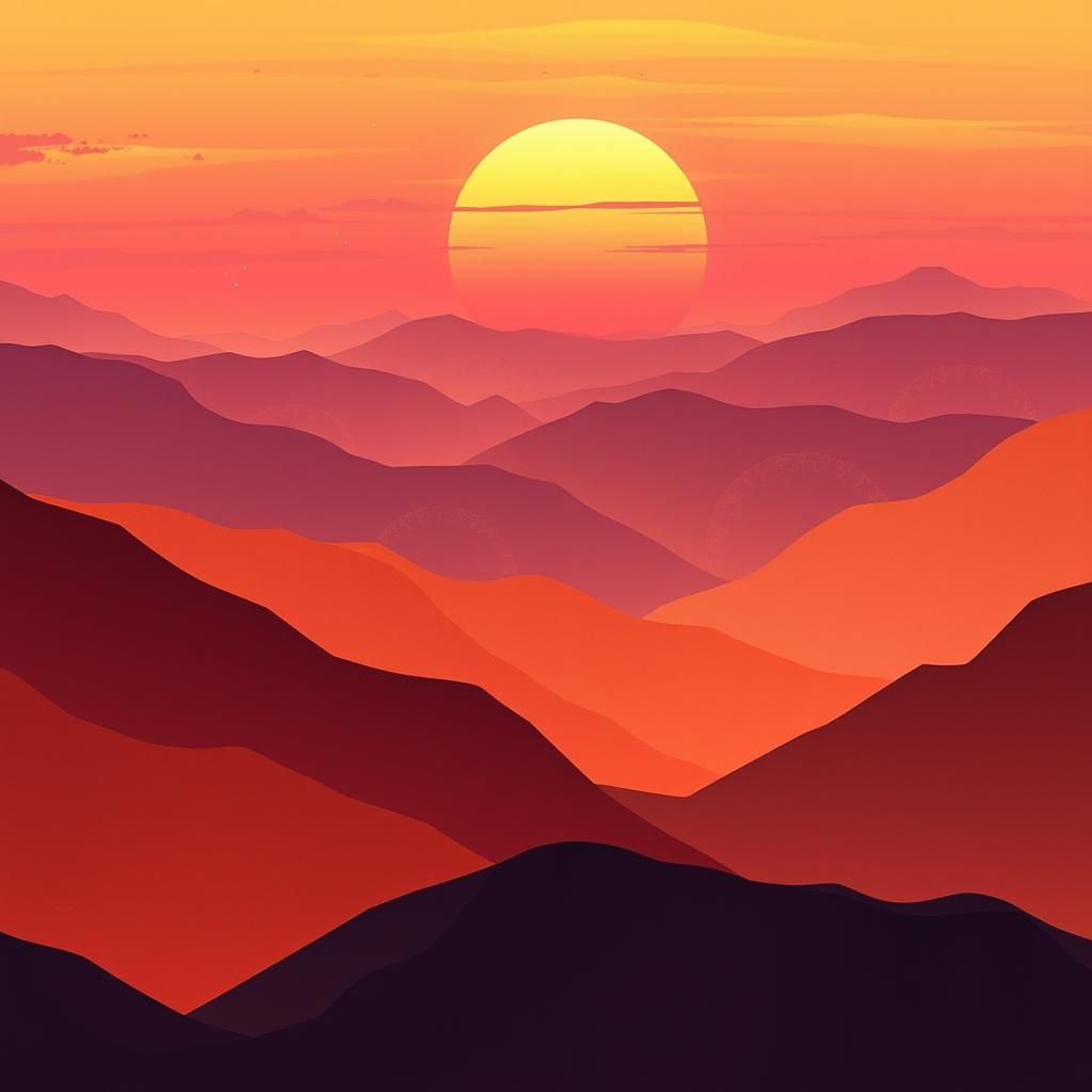 Bohemian Landscape with Ethereal Shapes and Sunset