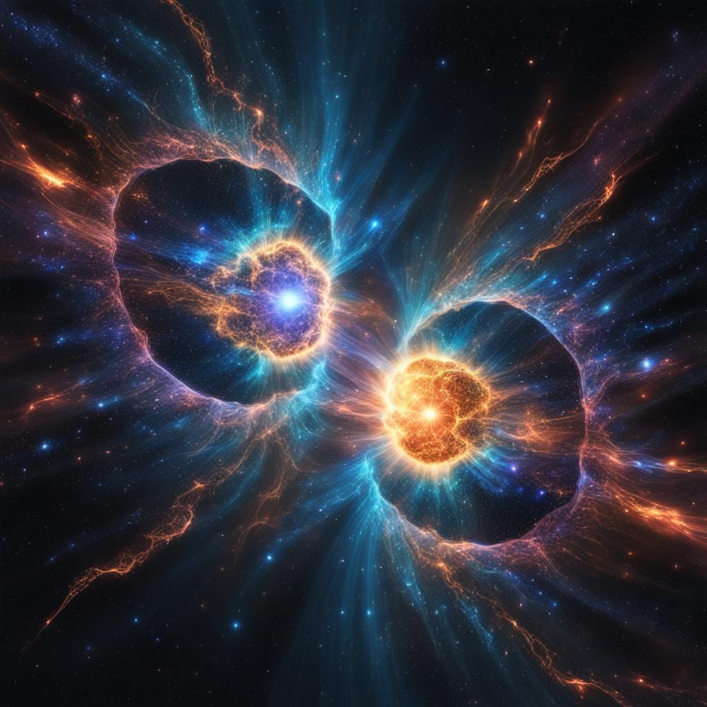 Stunning Neutron Stars Merge in Fantasycore Artwork