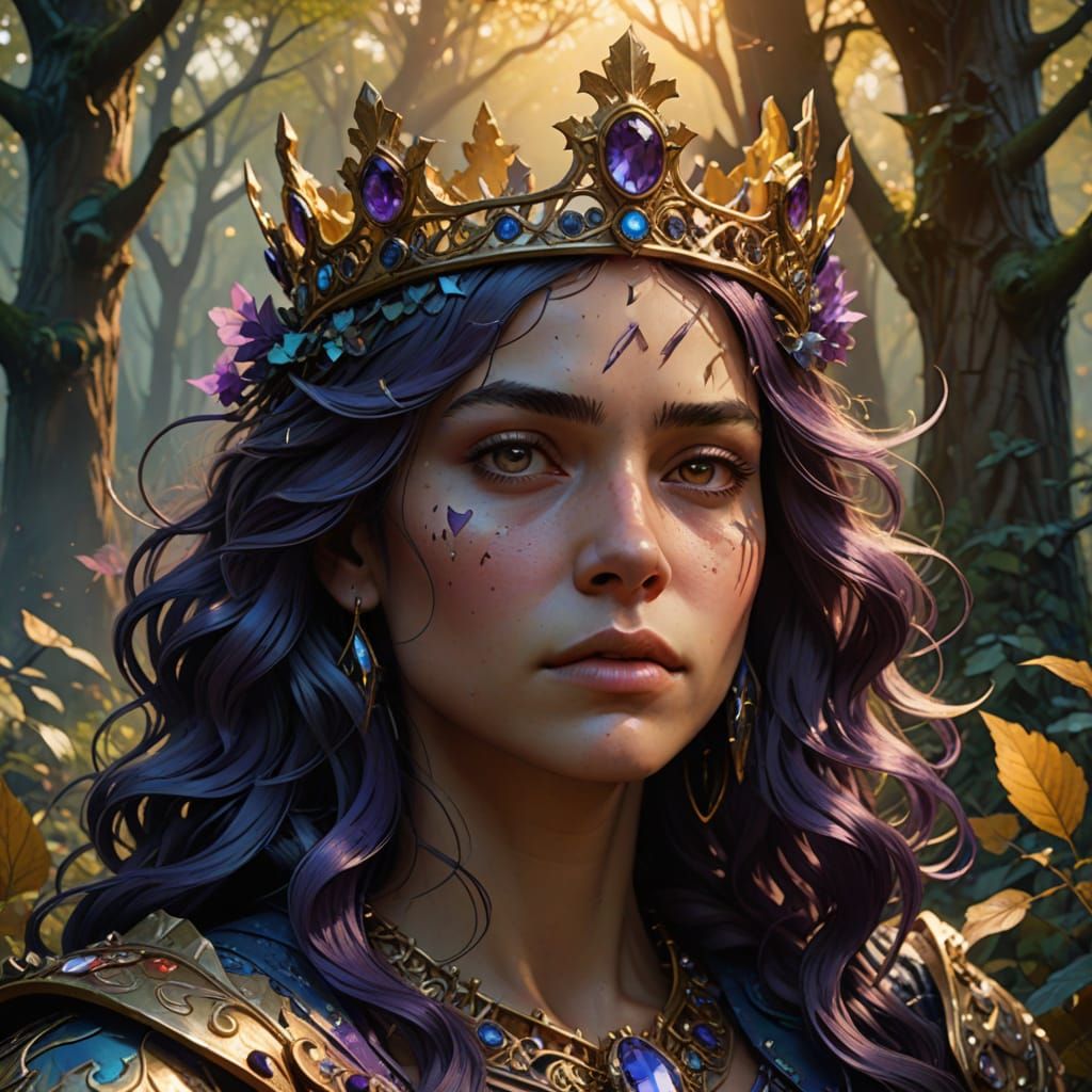Luxurious Crown Shattered in the Forest's Golden Light