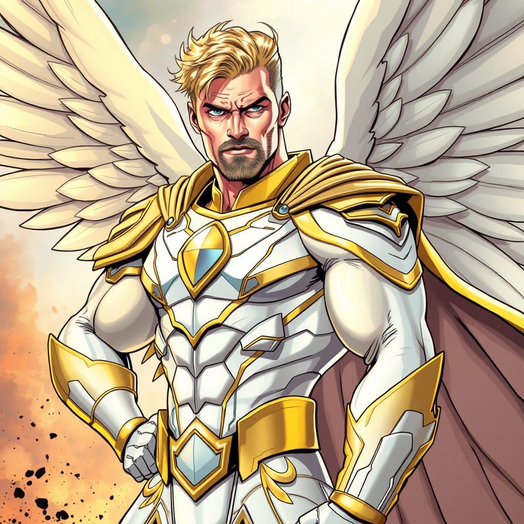 Classic Comic Book Hero with Wings