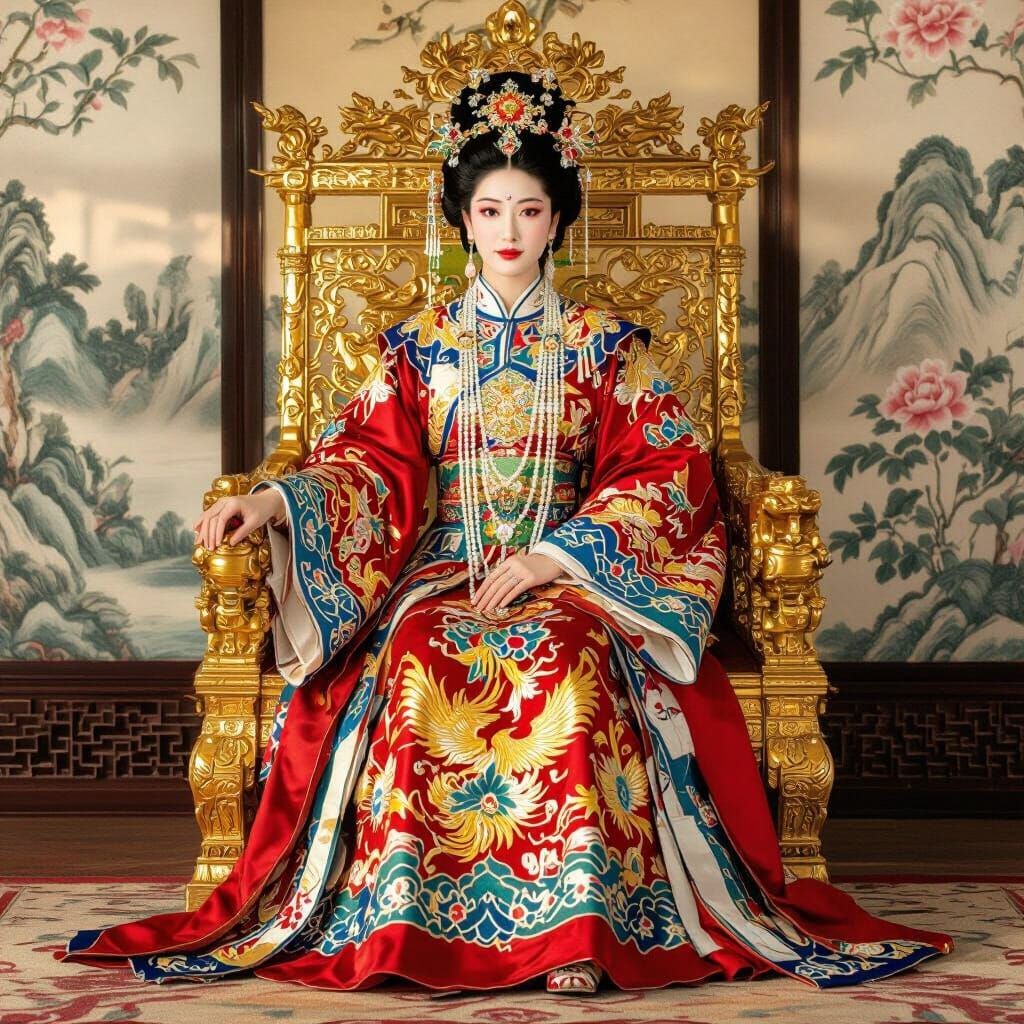 Empress Wu Zetian Portrait in Traditional Chinese Style