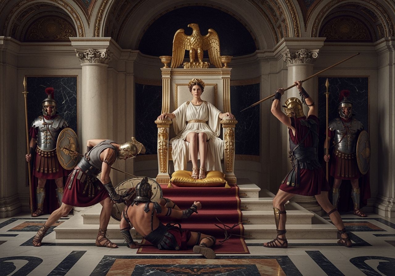 Empress Messalina Oversees Gladiators in Palace