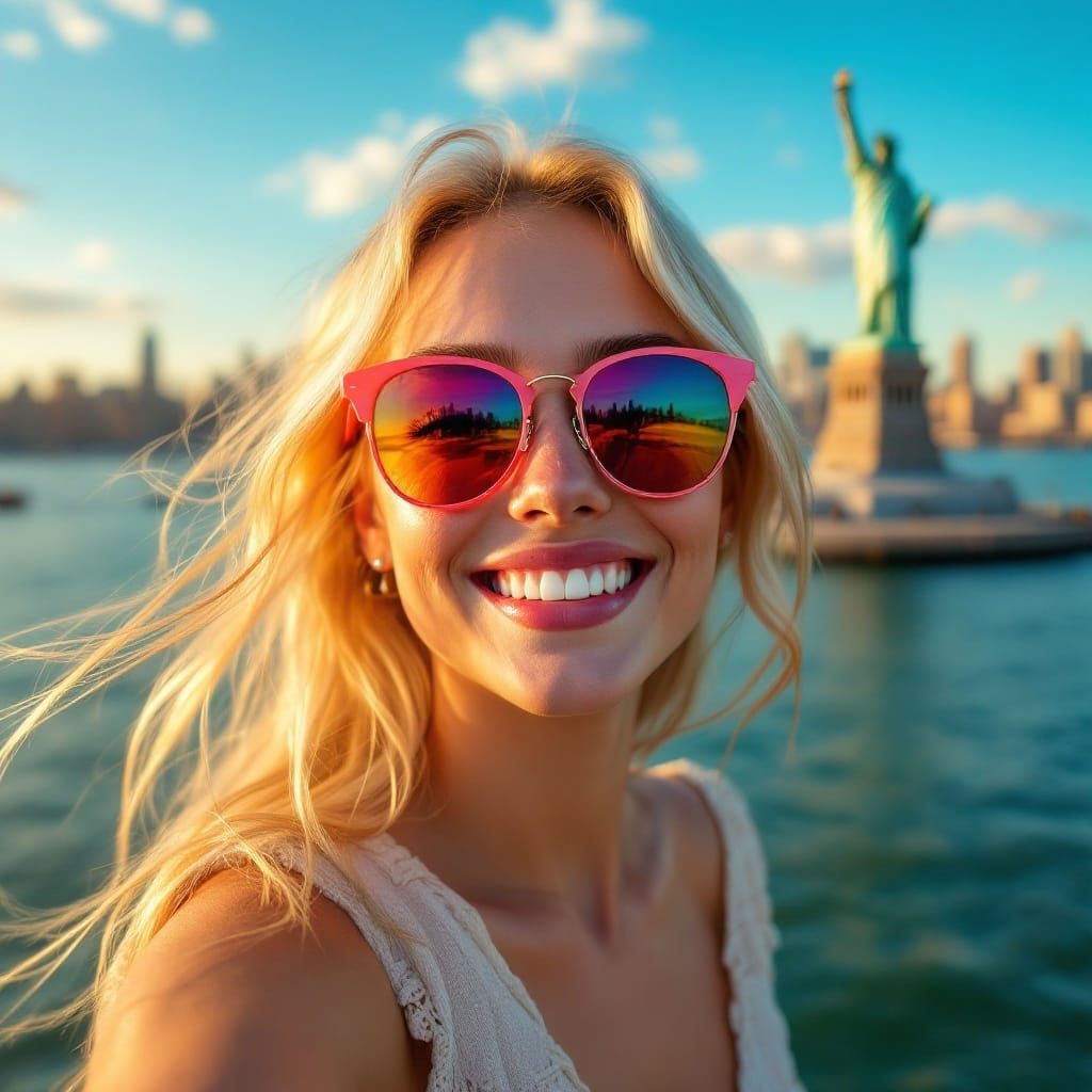 Statue of Liberty Selfie in Pixar-Style 4K