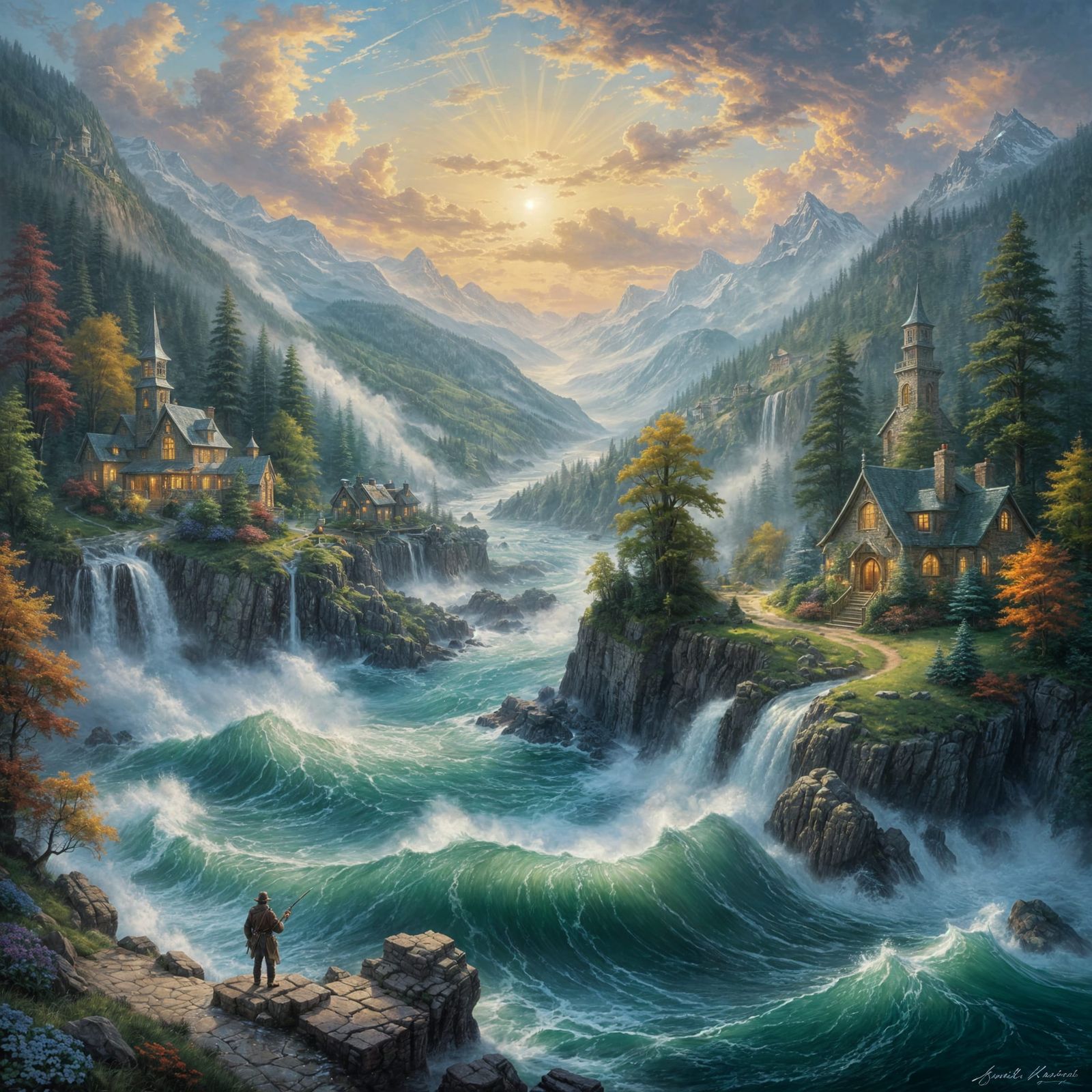 Ethereal Turbulent Waters in Fantasy Landscape Style