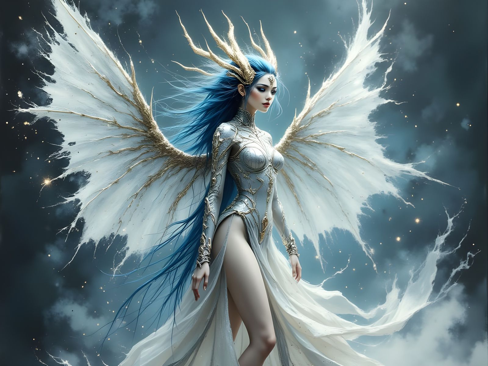 Dragon Woman with Wings in Artistic Fine Art Style