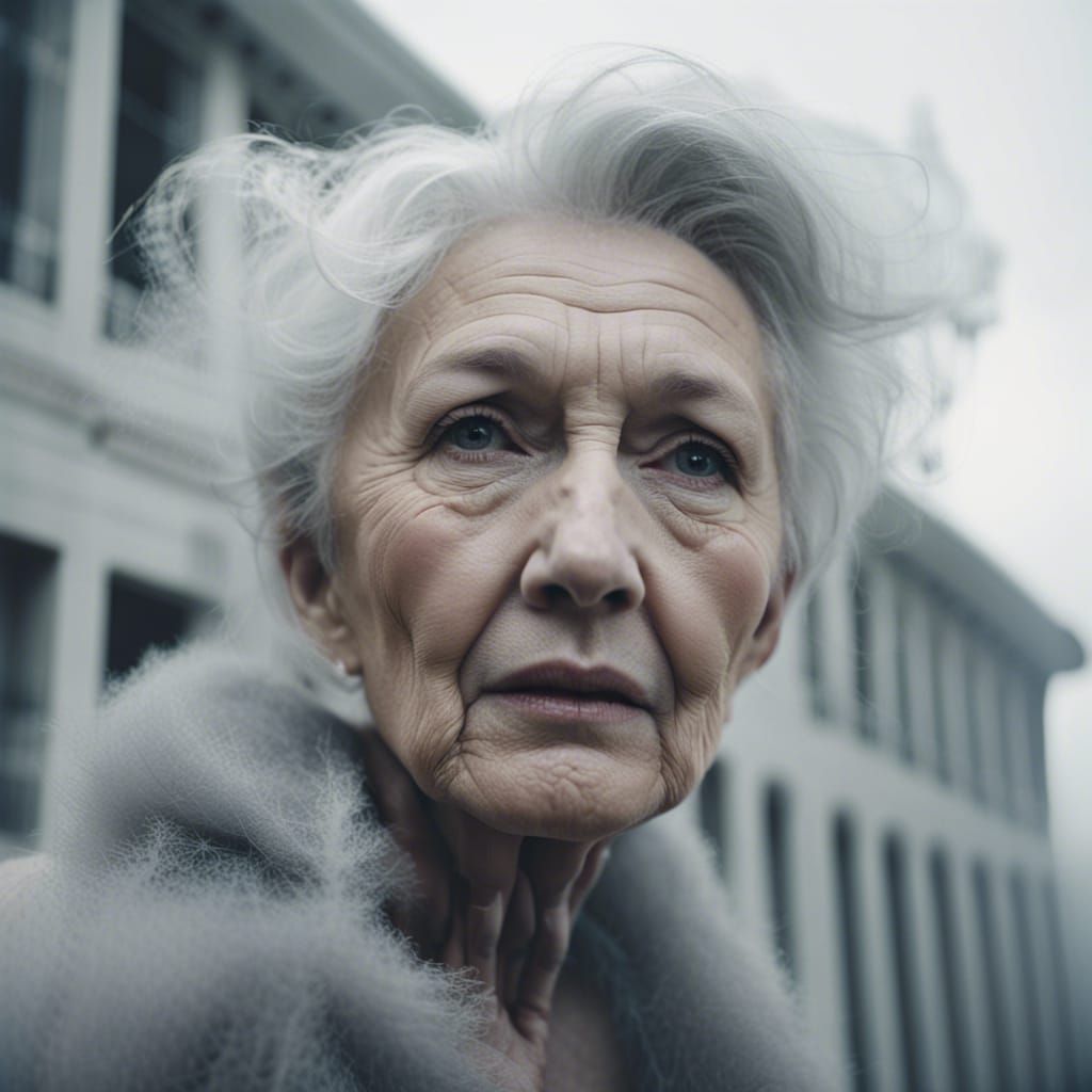 Ethereal Portrait of an Older Woman in Editorial Style