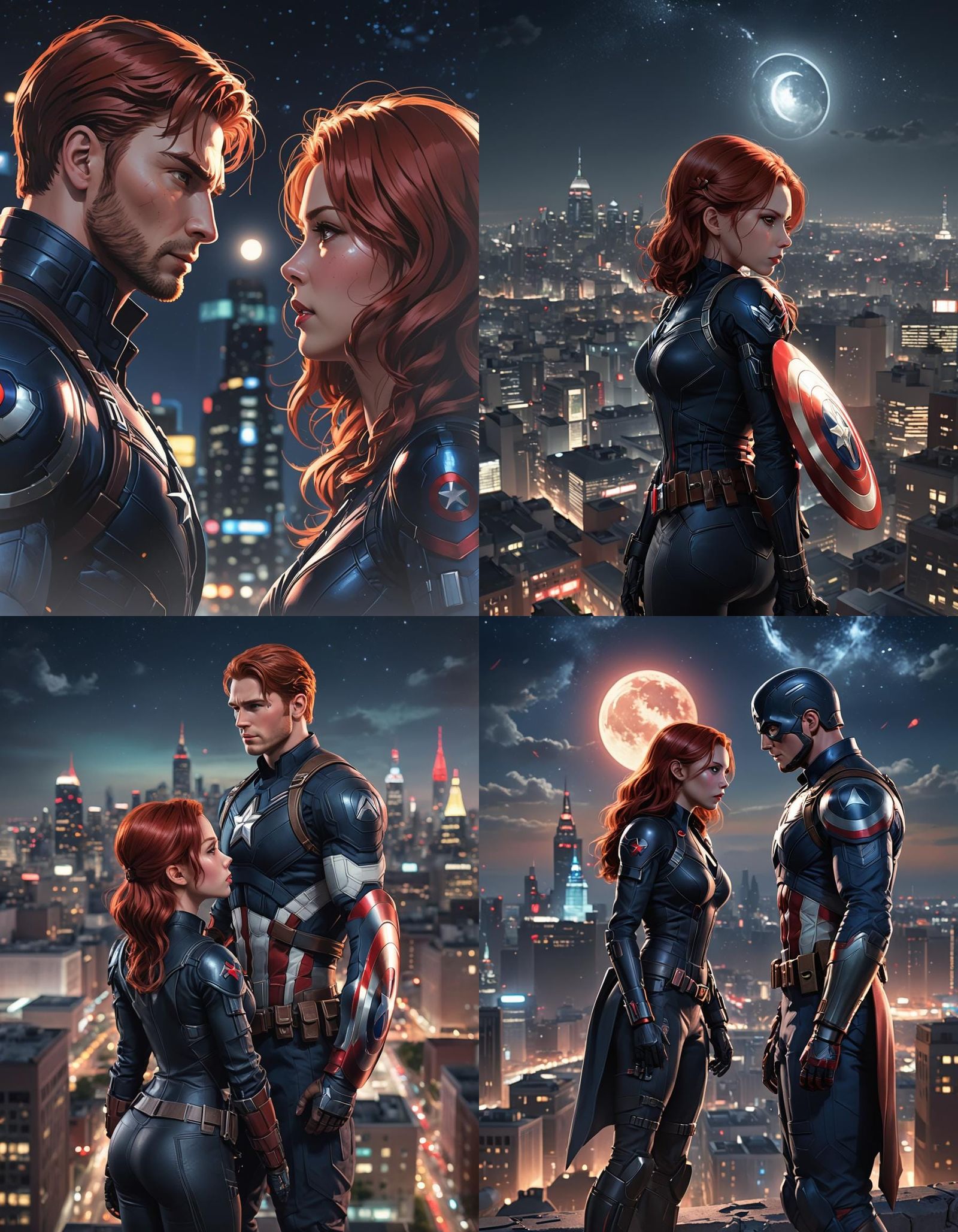 Romantic Black Widow and Captain America Scene