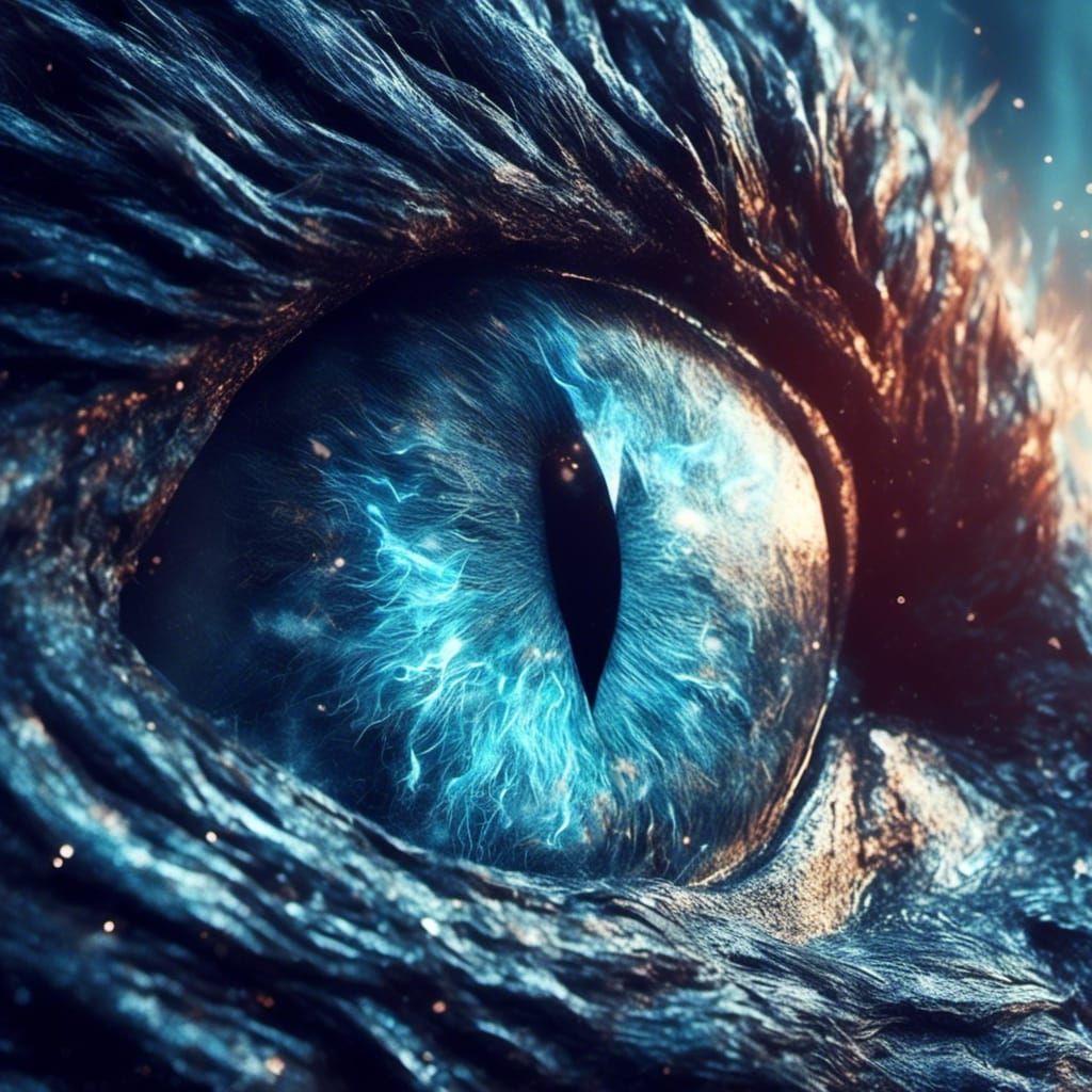 Blue Fire Lion Digital Art