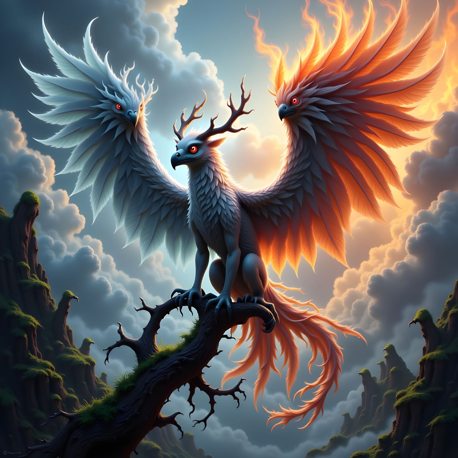 Griffin in Peaceful and Fierce Forms