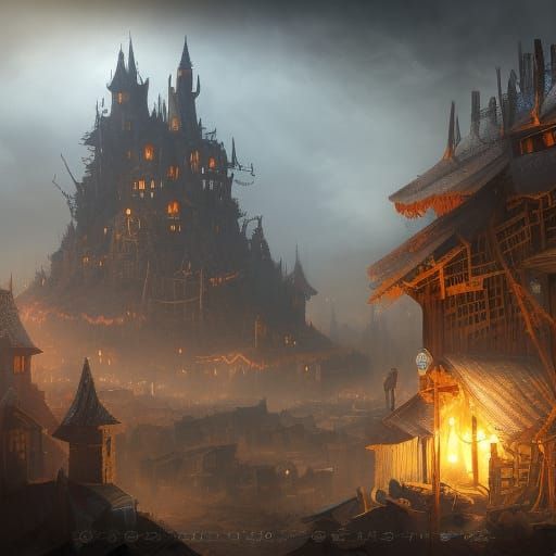 Fantastical Witch Shantytown Concept Art