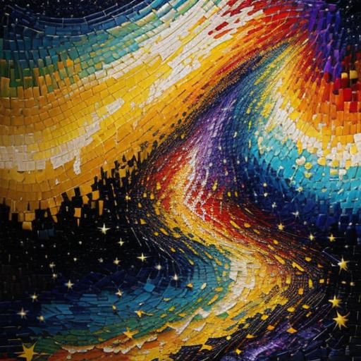 Mosaic Starry Night: Neo-Impressionist Expressionism