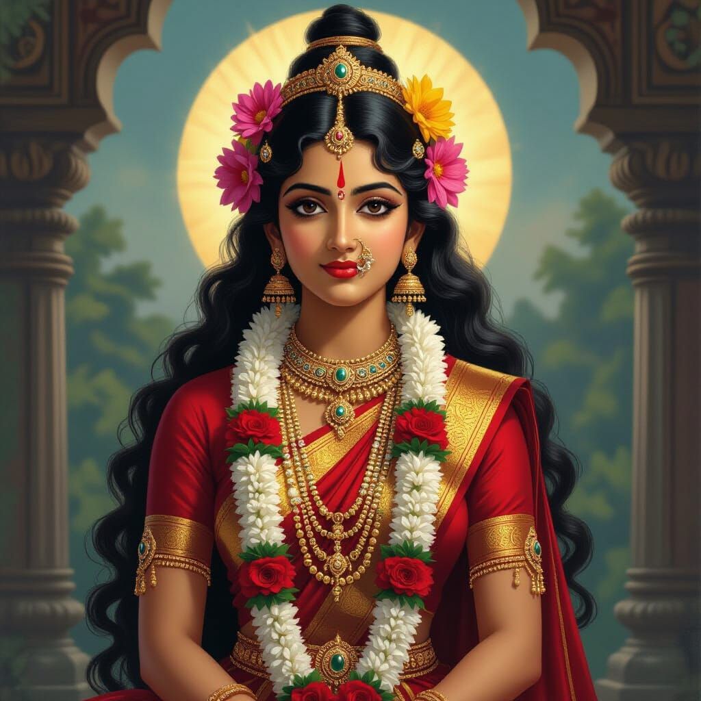 Divine Indian Goddess in Traditional Style
