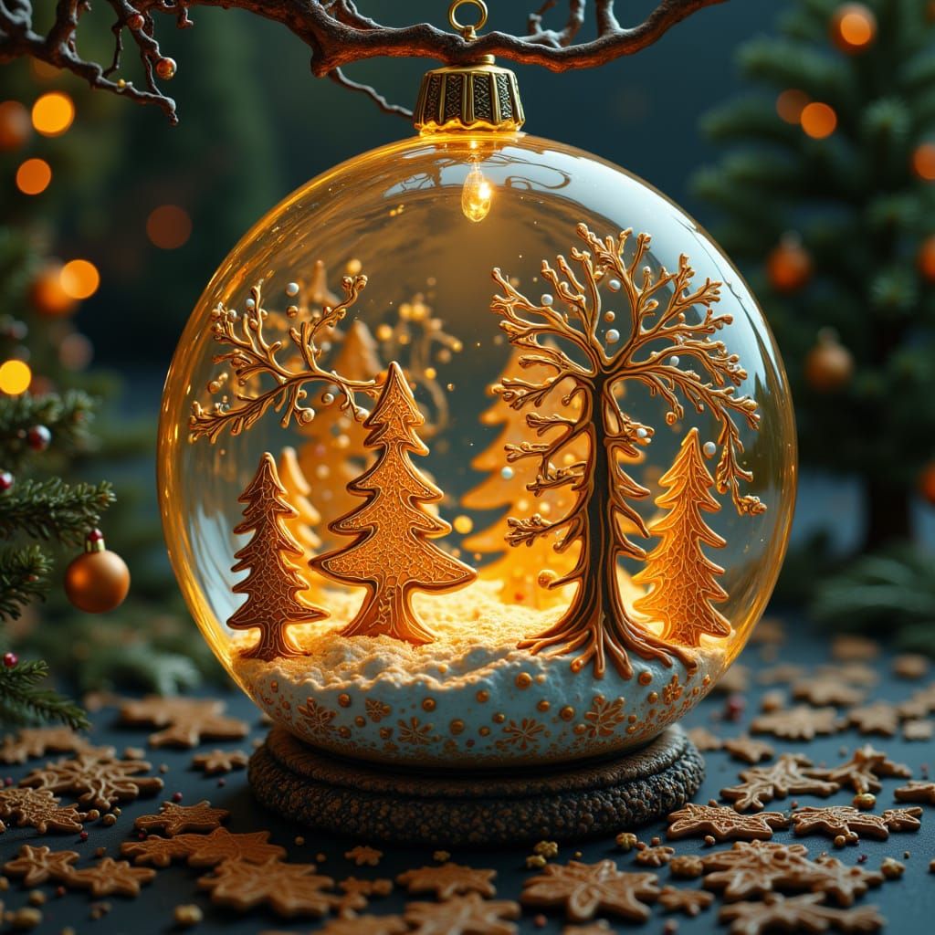 Magical Glass Ornament With Girl and Reindeer