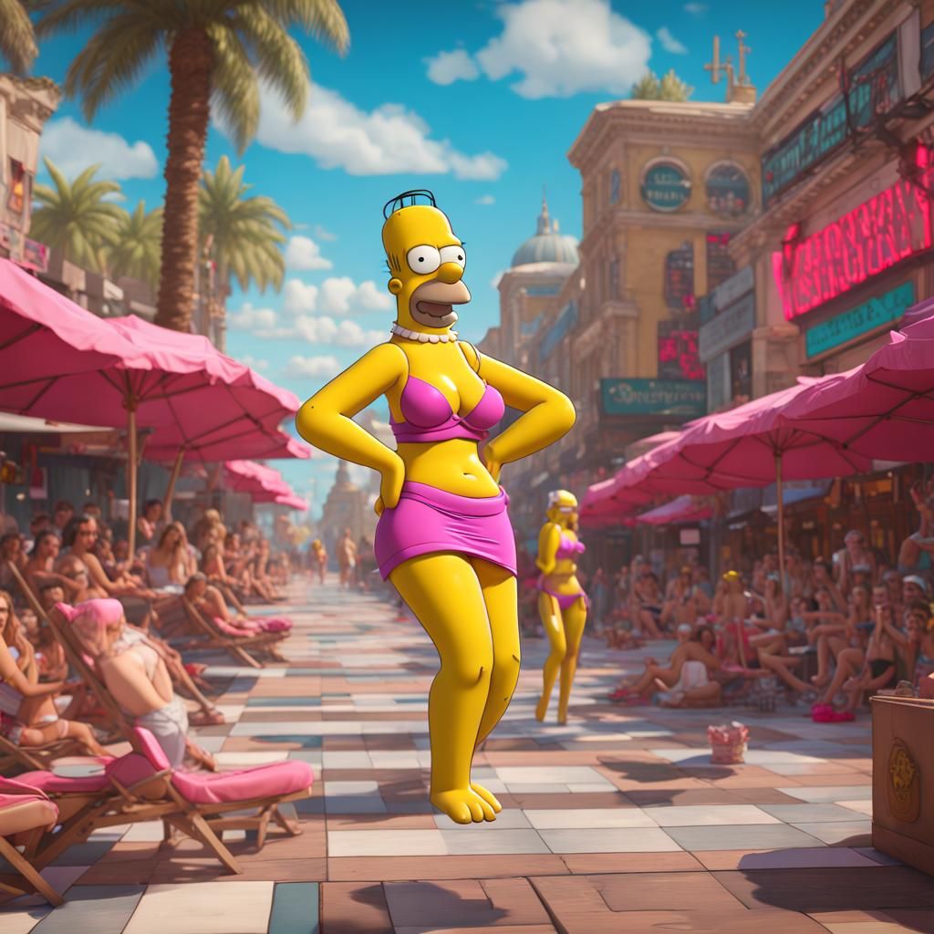 Homer Simpson Runway Model in Fantasy Art Style
