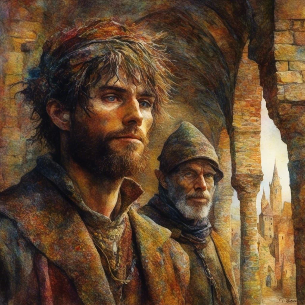 Medieval Man with Anti-Color Fume Aesthetic